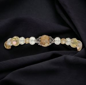 Chunky Shimmering Glass Beaded Stretch Bracelet Bling Luxe Glam Old Hollywood